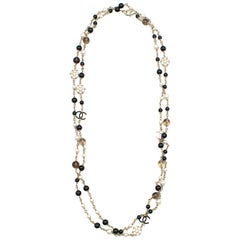 Chanel CC Faux Pearl Beaded Double Strand Necklace