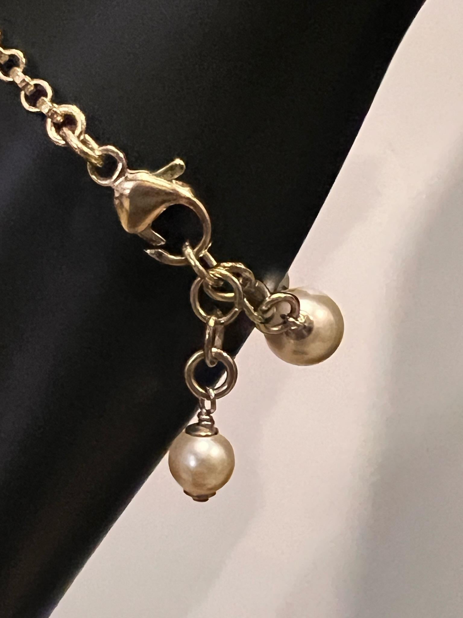 Women's CHANEL CC Faux Pearl Crescent Moon Charm Bracelet 2015