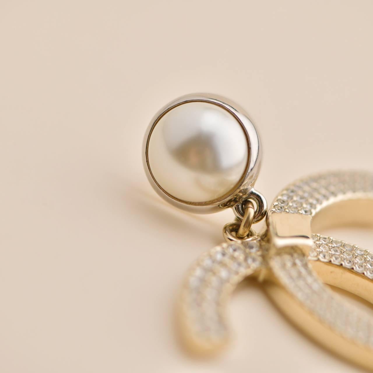 Brilliant Cut Chanel CC Faux Pearl Earrings From The 2021 Collection