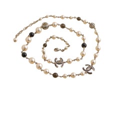 Chanel CC Faux Perle & Emaille Gold-Ton Halskette