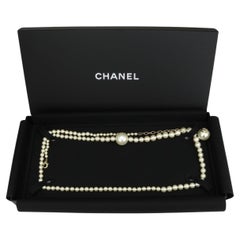 CHANEL CC Faux Pearl Gold Long Necklace 2016