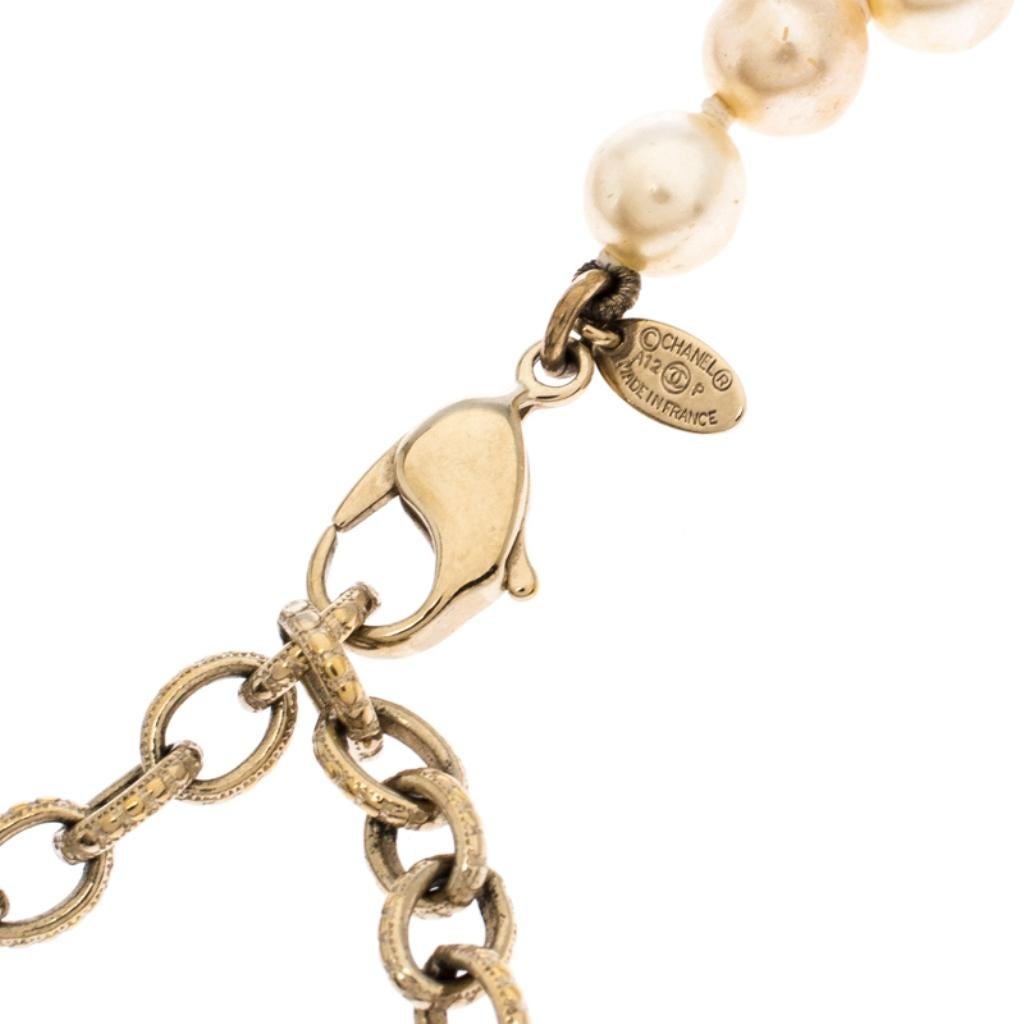 Chanel CC Faux Pearl Gold Tone Necklace / Belt In Good Condition In Dubai, Al Qouz 2