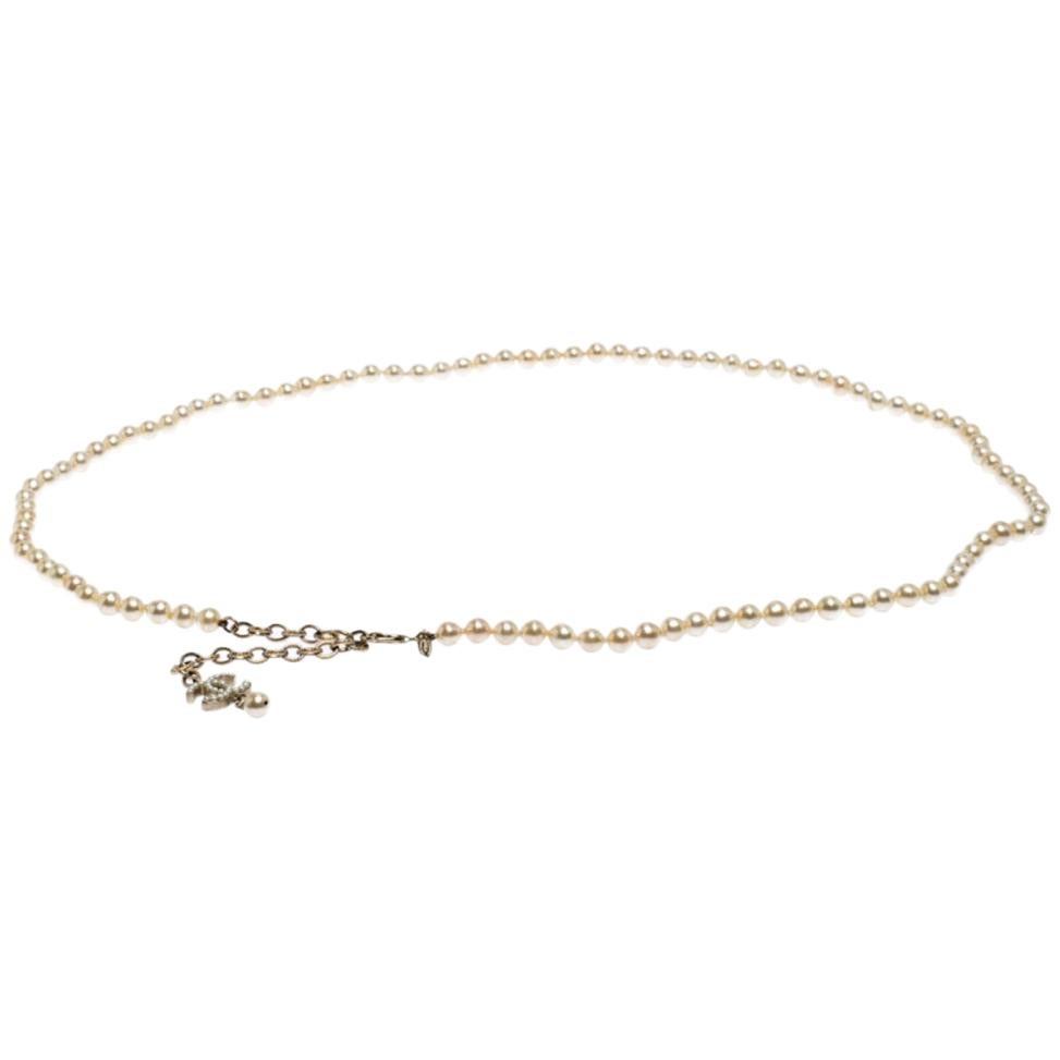 Chanel CC Faux Pearl Gold Tone Necklace / Belt