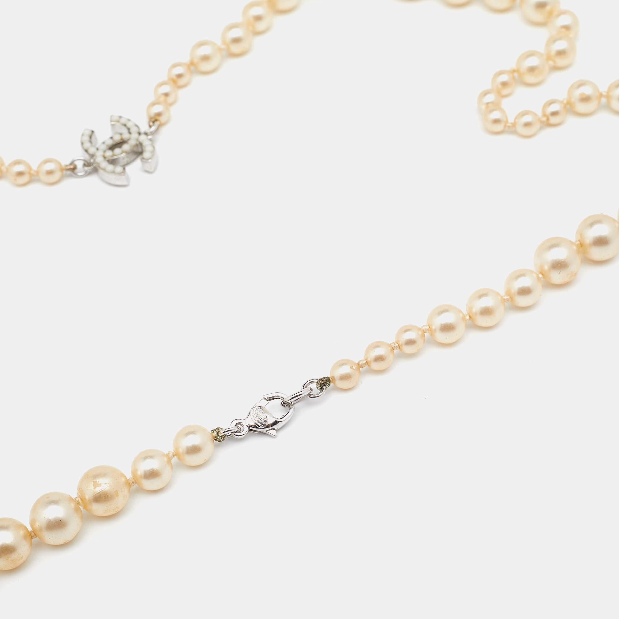 Contemporary Chanel CC Faux Pearl Long Necklace