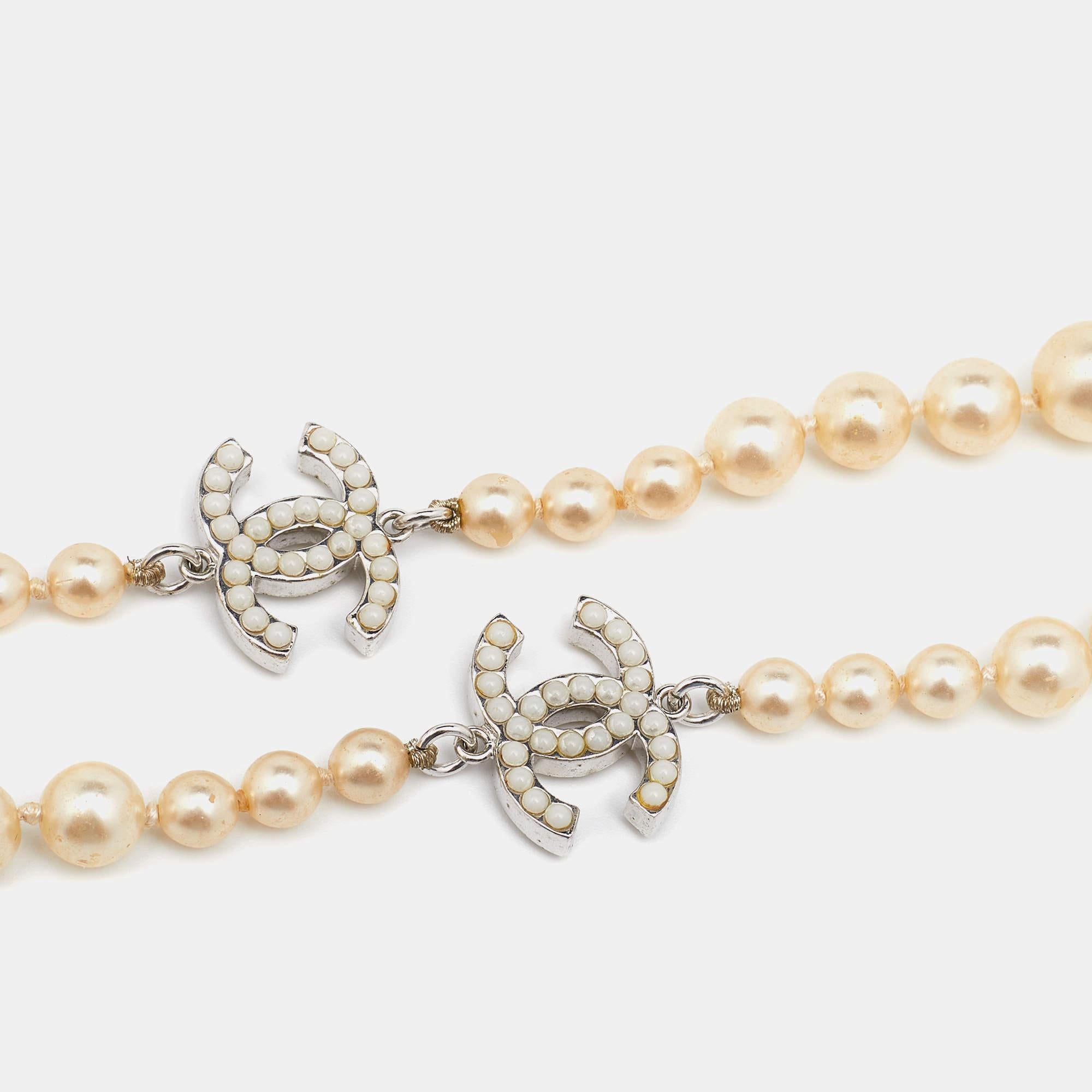 Chanel CC Faux Pearl Long Necklace 1