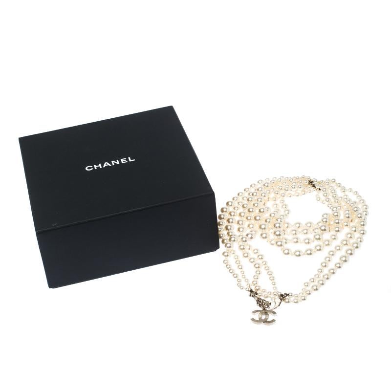 Contemporary Chanel CC Faux Pearl Multi-strand Necklace