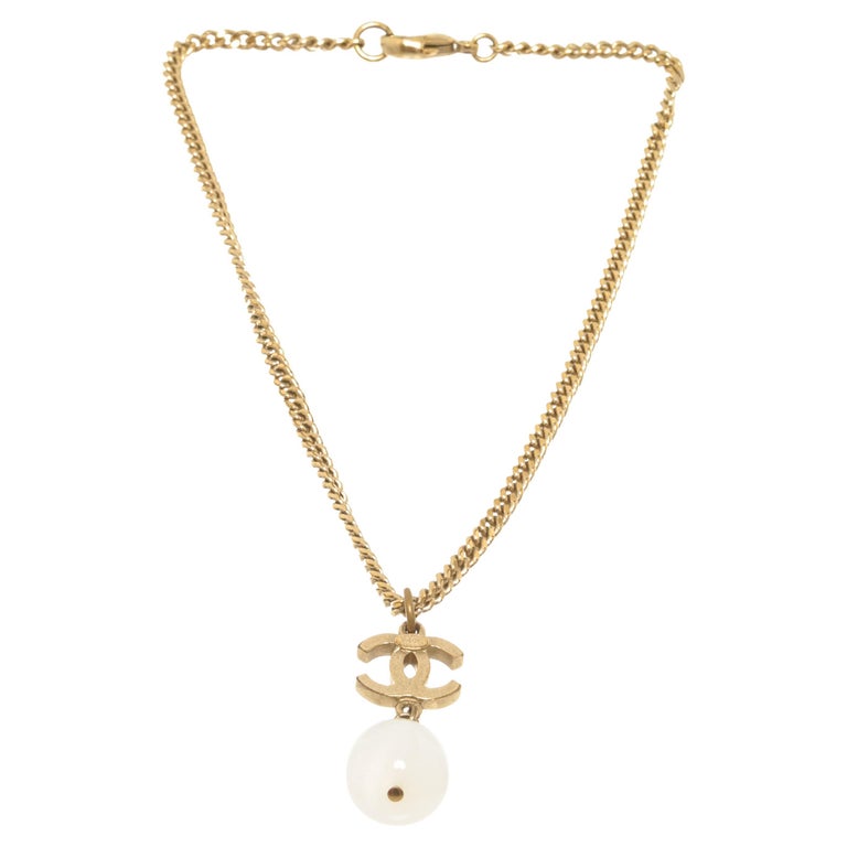 Chanel CC Faux Pearl Necklace For Sale
