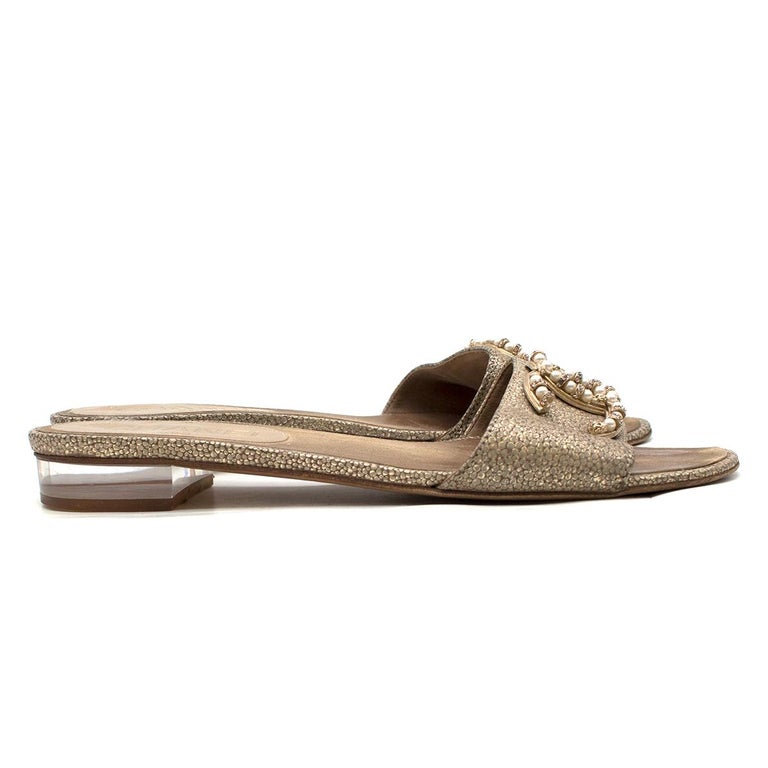 chanel tan slides