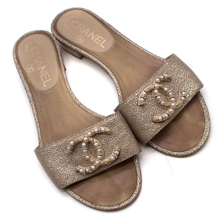 Chanel CC fauxpearl slides SIZE 36 at 1stDibs chanel pearl slides