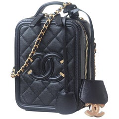 Chanel Purple Quilted Leather Small Vanity Case Top Handle Bag at 1stDibs