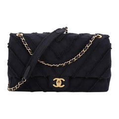 Chanel CC Flap Bag Chevron Canvas Patchwork Maxi