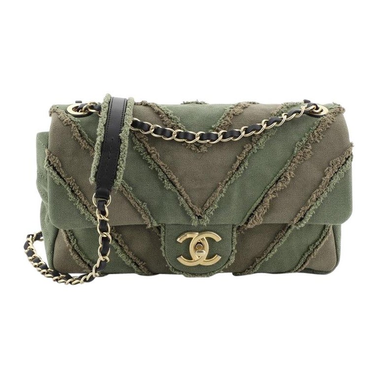 Chanel CC Flap Bag Chevron Canvas Patchwork Medium at 1stDibs