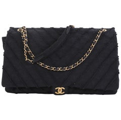 Chanel CC Flap Bag Chevron Canvas Patchwork XXL