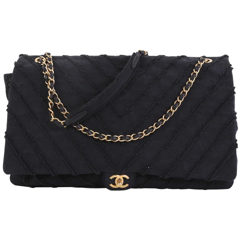 Chanel CC Flap Bag Chevron Canvas Patchwork XXL at 1stDibs