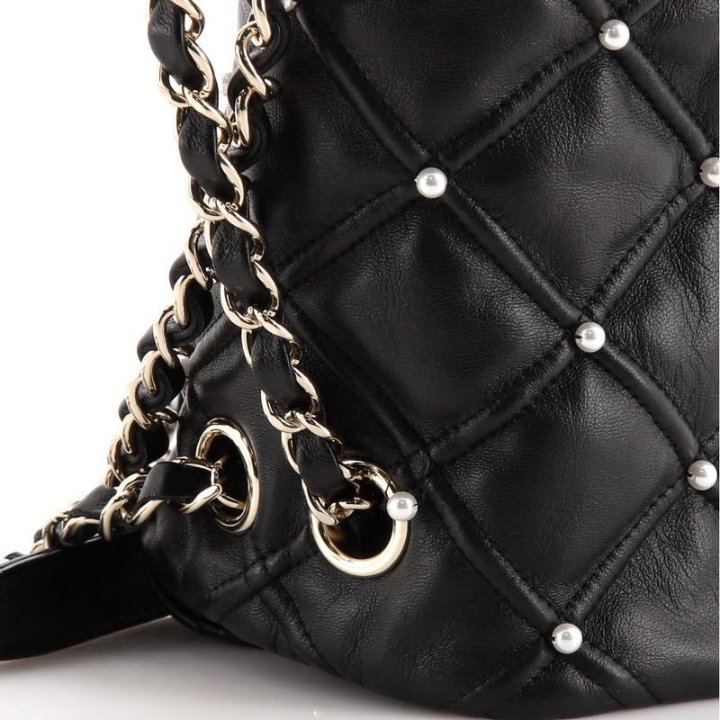 Chanel CC Flap Bag Pearl Studded Quilted Lambskin Medium In Good Condition In NY, NY