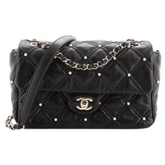 Chanel CC Flap Bag Pearl Studded Quilted Lambskin Medium