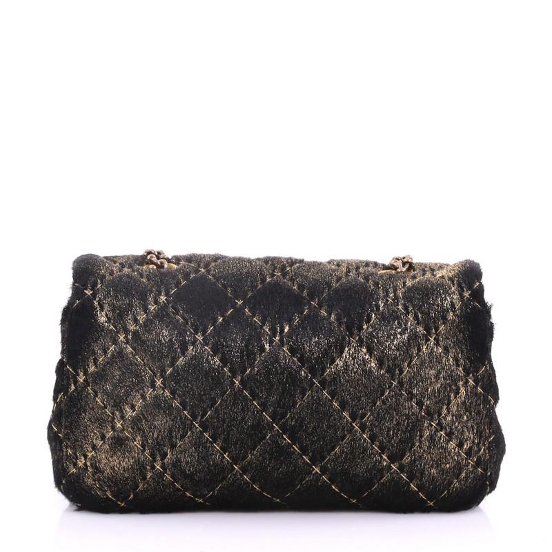 Chanel CC Flap Bag Quilted Metallic Pony Hair Extra Mini In Good Condition In NY, NY