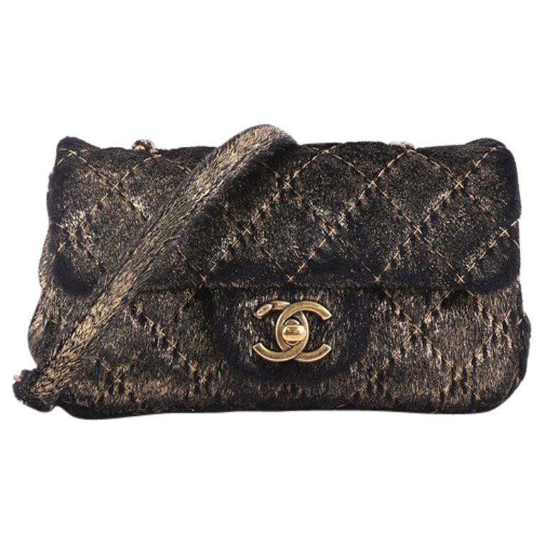 Chanel CC Flap Bag Quilted Metallic Pony Hair Extra Mini