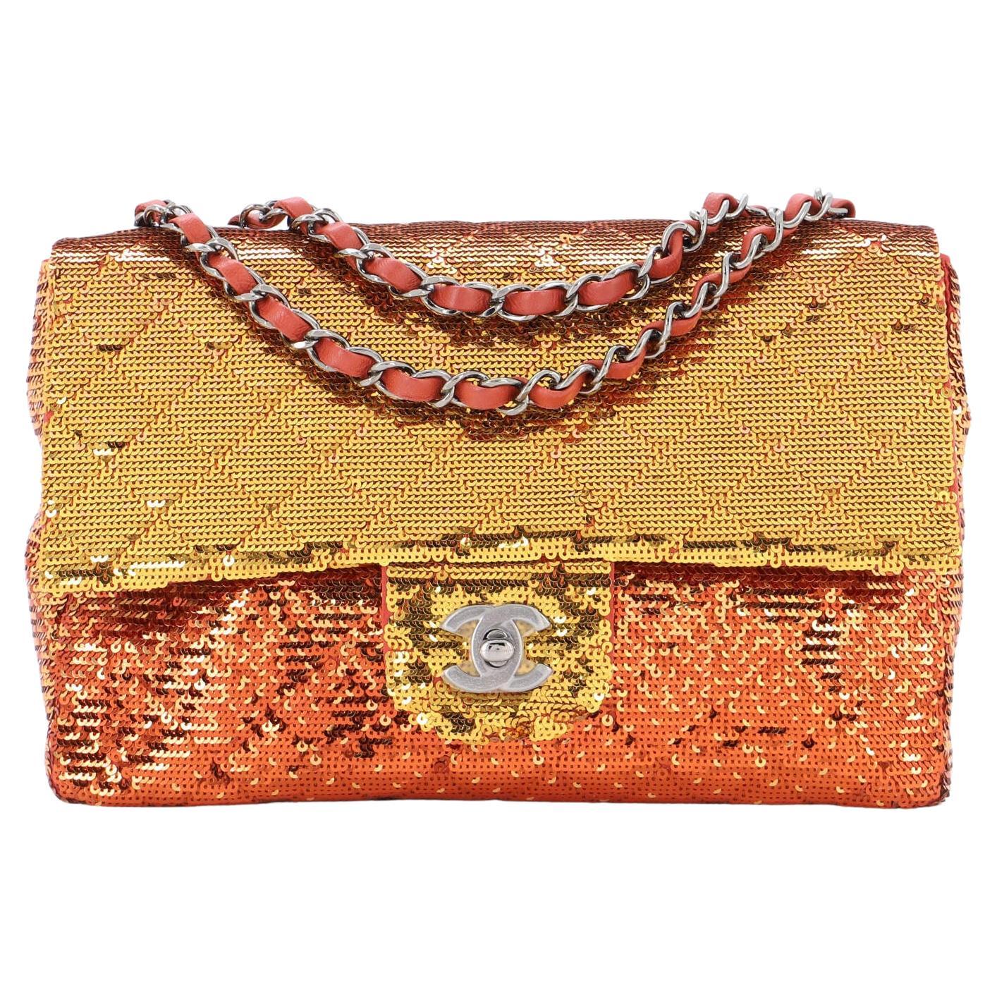 Chanel CC Flap Bag Quilted Ombre Sequins Medium