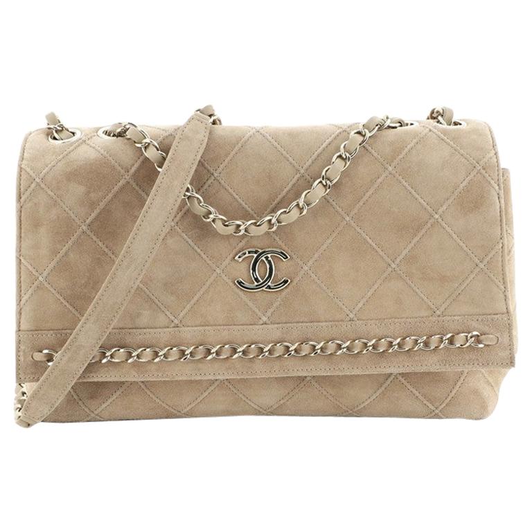 Chanel CC Flap Bag Stitched Suede with Chain Detail Medium