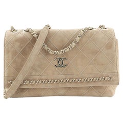 Chanel CC Flap Bag Stitched Suede with Chain Detail Medium