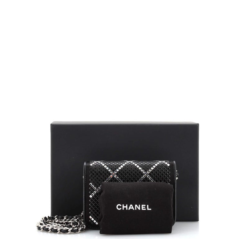 Chanel CC Flap Card Holder on Chain Strass Embellished Satin Mini For Sale  at 1stDibs