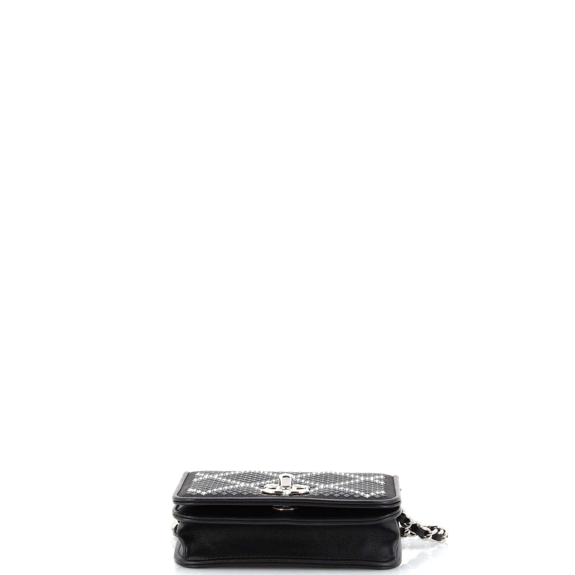 Chanel CC Flap Card Holder on Chain Strass Embellished Satin Mini 1