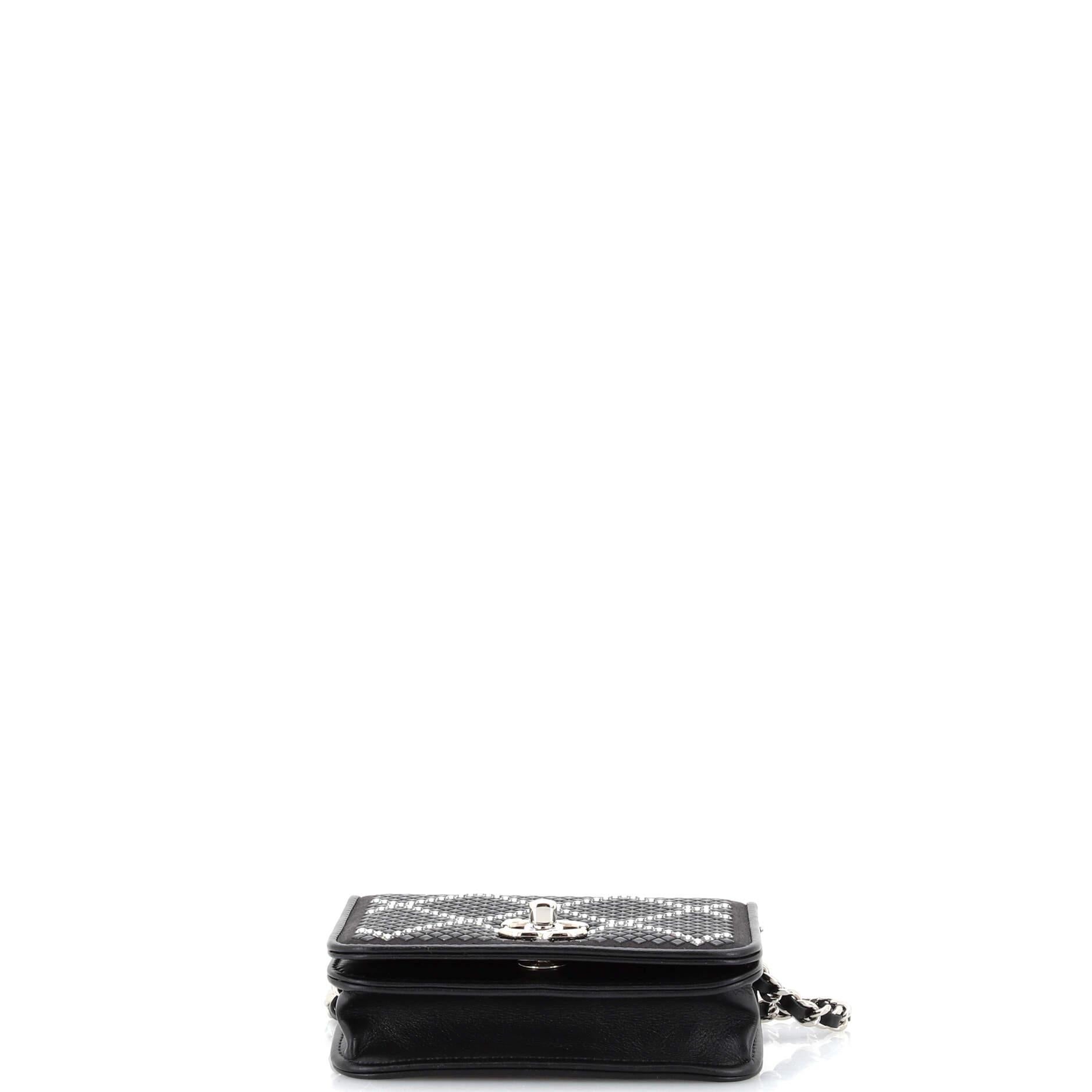 Chanel CC Flap Card Holder on Chain Strass Embellished Satin Mini For ...