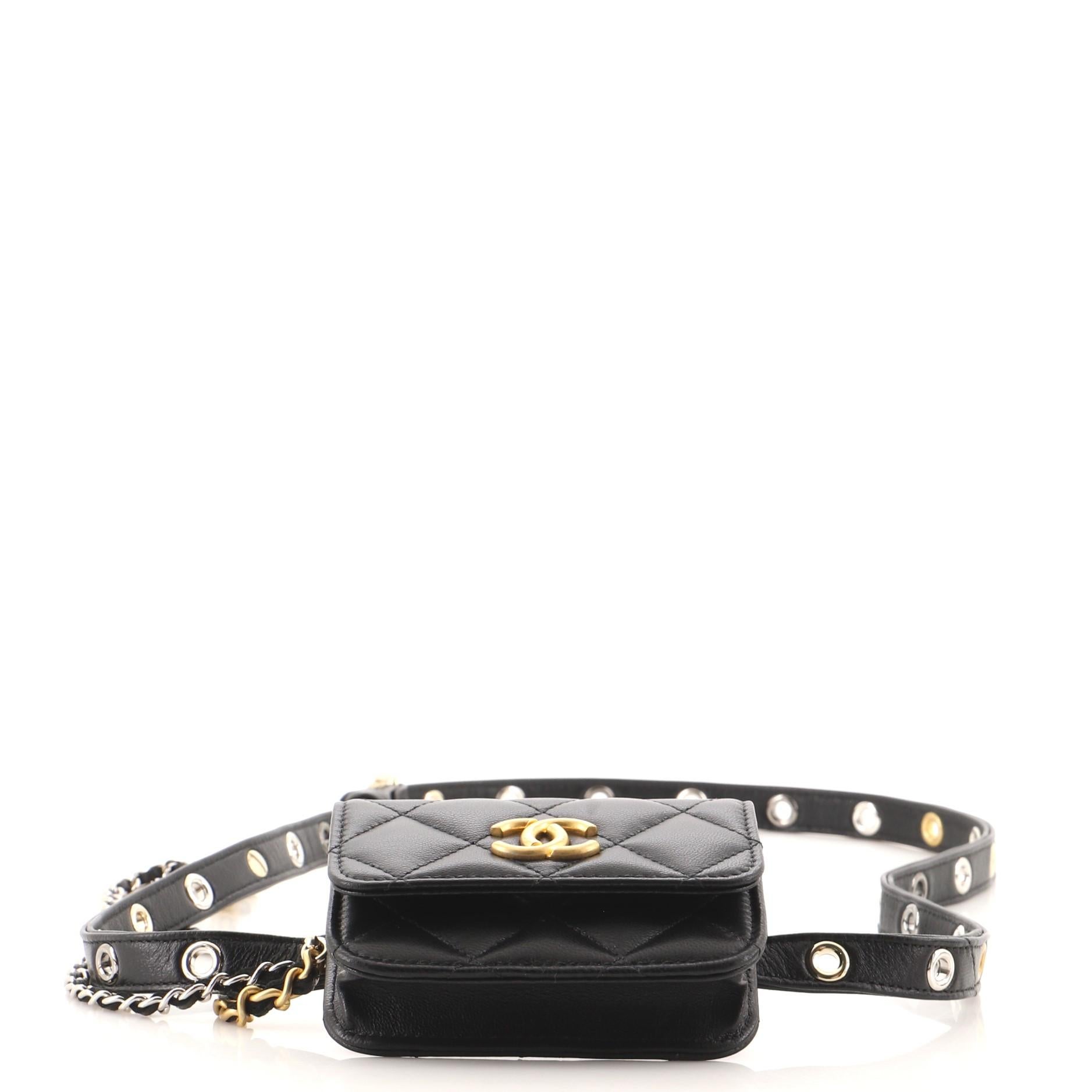 Chanel CC Flap Double Chain Belt Bag Quilted Goatskin Mini 1