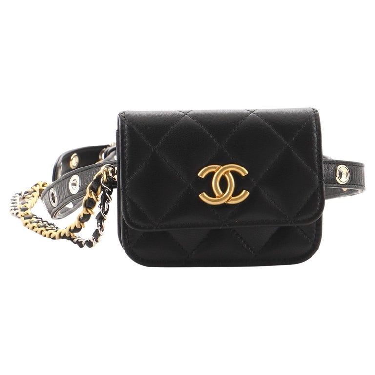 Chanel CC Flap Double Chain Belt Bag Quilted Goatskin Mini at 1stDibs