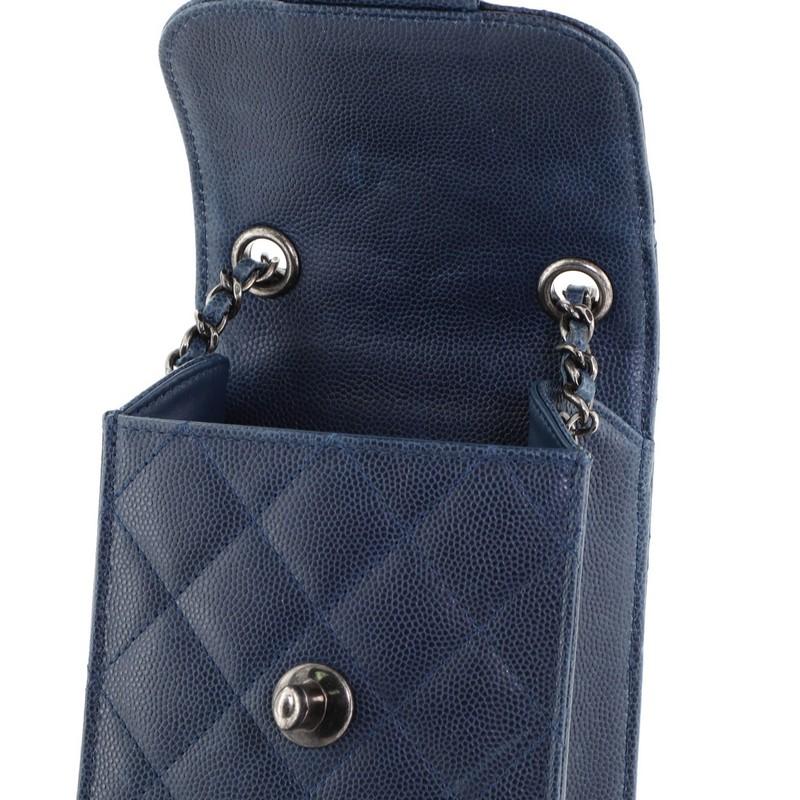 Women's or Men's Chanel CC Flap Phone Holder Crossbody Bag Quilted Caviar