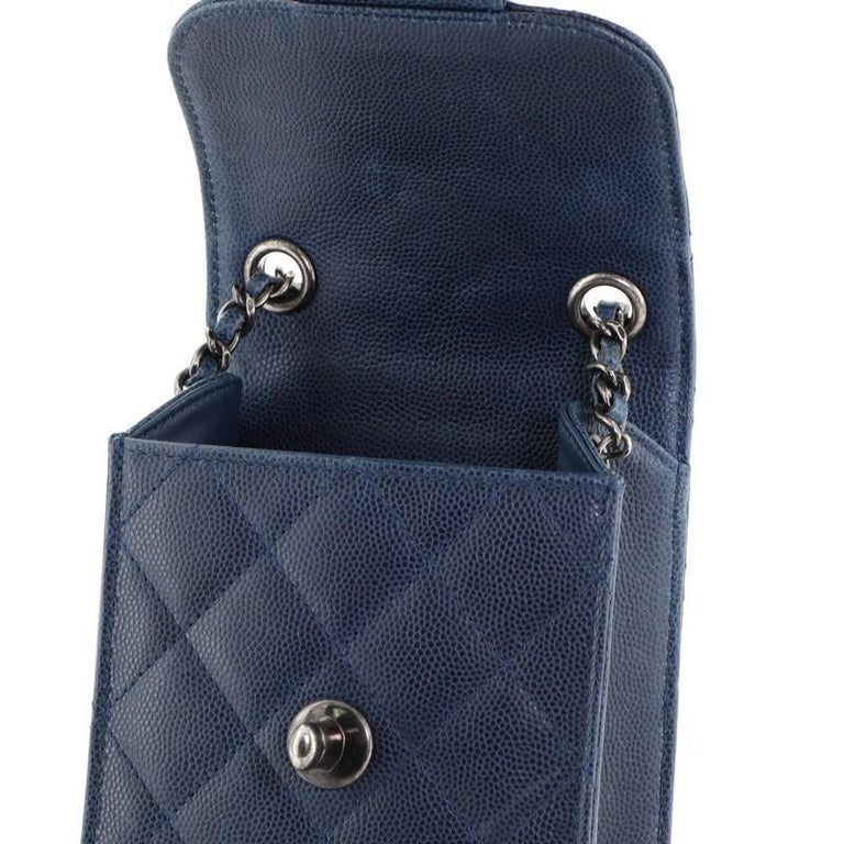 CHANEL Caviar Quilted Phone Holder Wallet on Removable Chain