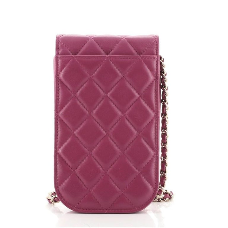 Chanel CC Flap Phone Holder on Short Chain Quilted Lambskin
