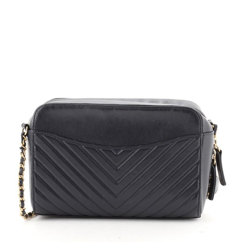 Chanel CC Flap Pocket Camera Bag Chevron Sheepskin Small In Good Condition In NY, NY