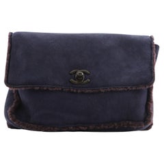 Chanel CC Flap Pouch Shearling and Suede Small