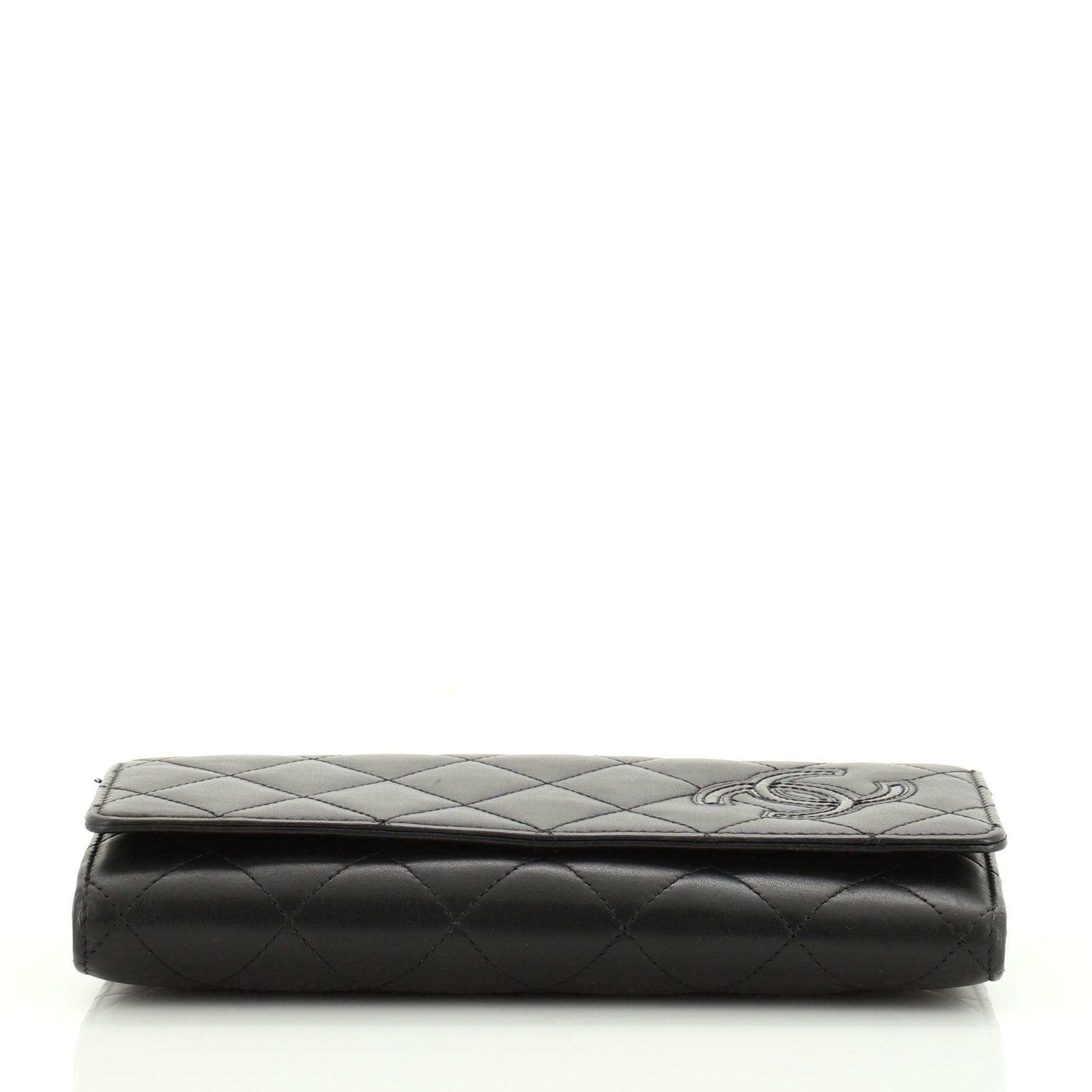 Chanel CC Flap Wallet Quilted Lambskin Long In Good Condition In NY, NY