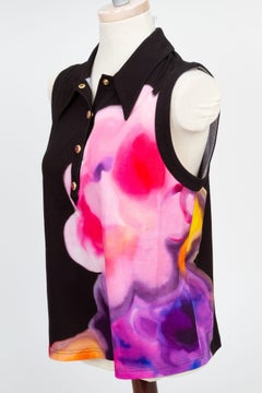 Chanel CC Floral Button Down Top Size 40