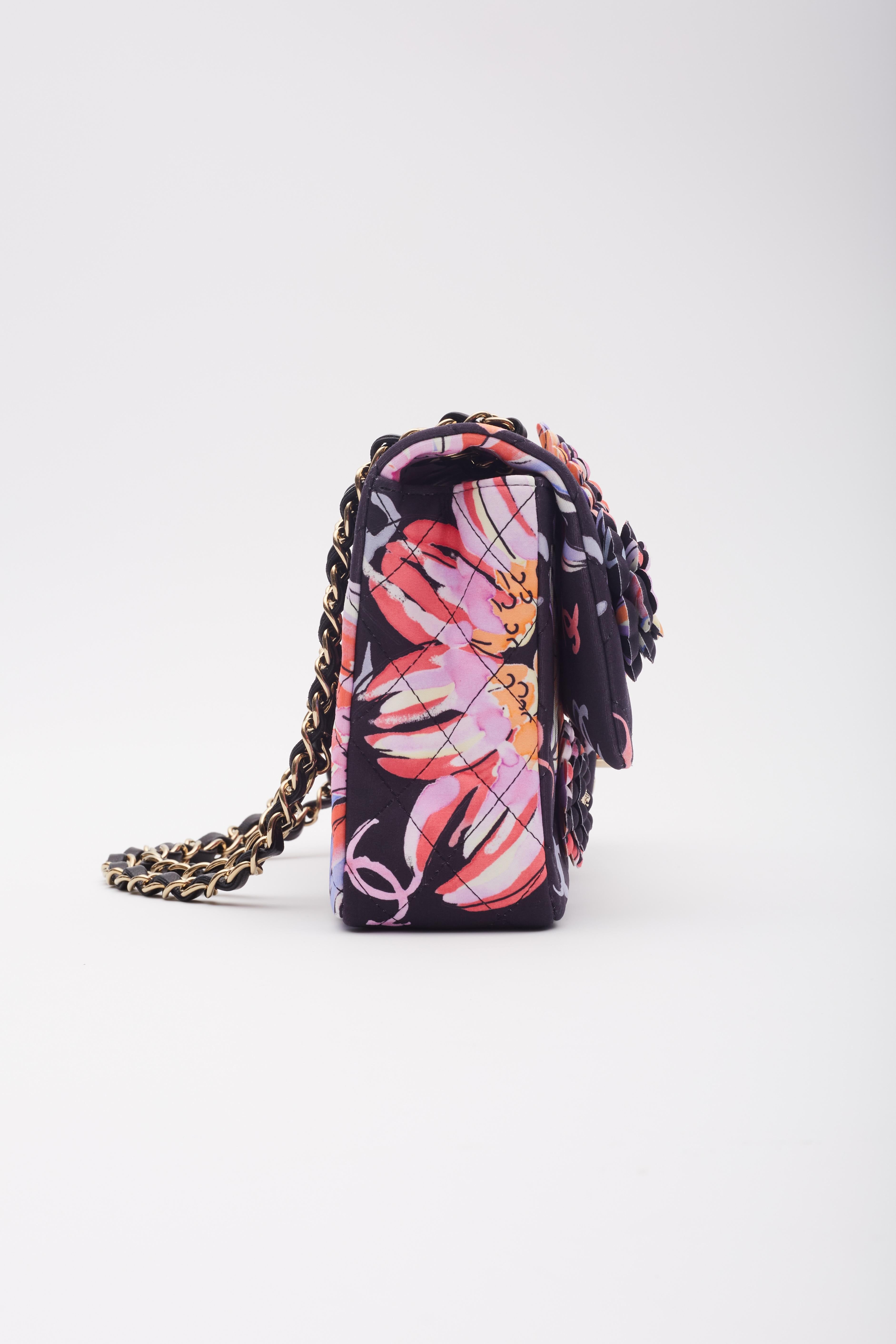 Women's Chanel CC Flower Embroidery Logo Printed Lavender Flap Bag For Sale
