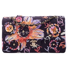 Chanel CC Flower Embroidery Logo Printed Lavender Flap Bag