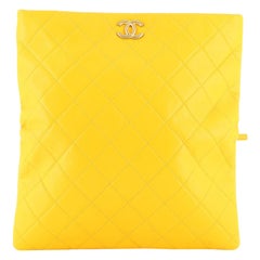 Chanel CC Foldover Clutch Quilted Lambskin Large