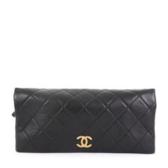 Chanel CC Foldover Clutch Quilted Lambskin Large