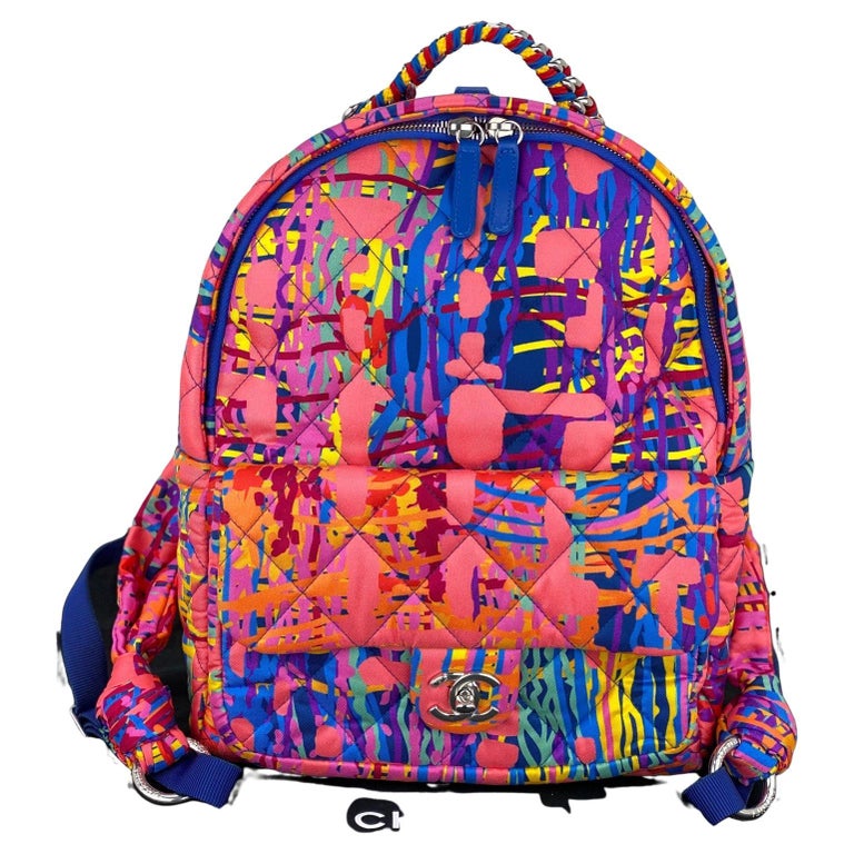 CHANEL CC Foulard Quilted Multicolor Fabric Printed Backpack Pink ...