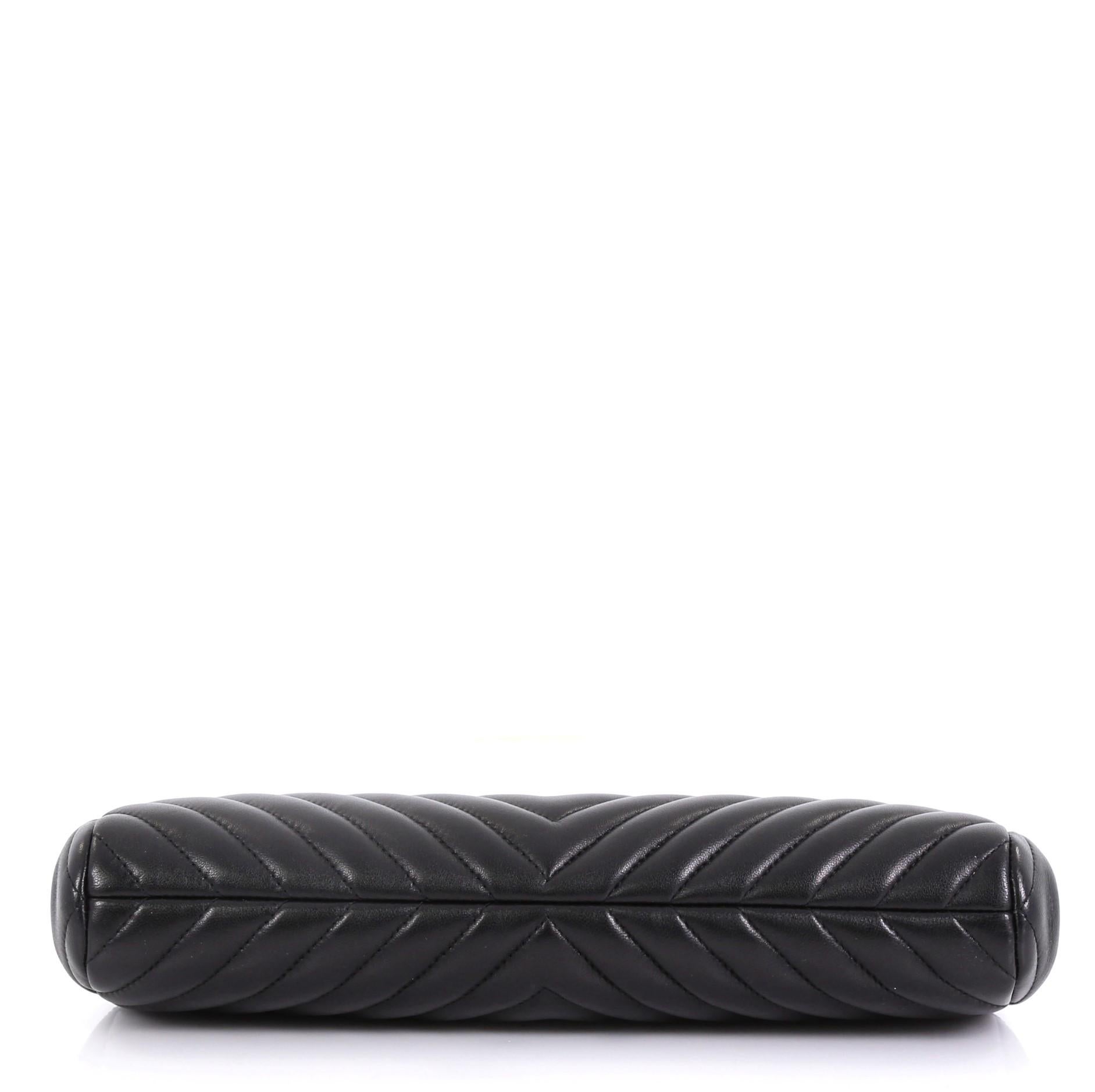 Women's Chanel CC Frame Clutch Chevron Lambskin