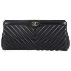 Chanel CC Frame Clutch Chevron Lambskin