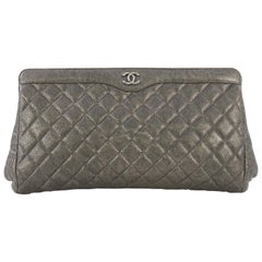 Chanel CC Frame Clutch Quilted Caviar Large