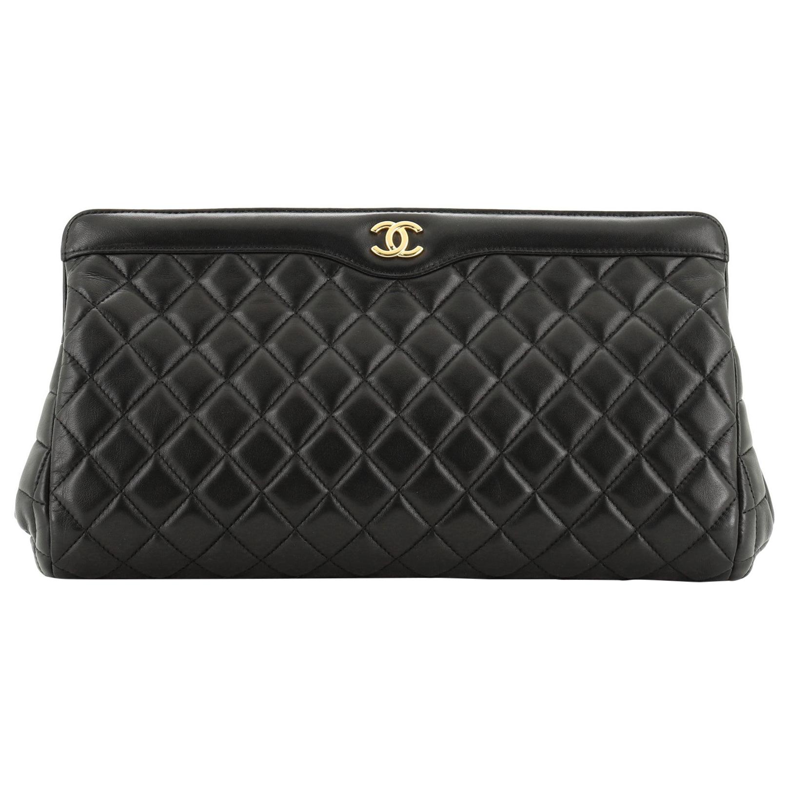 Chanel CC Frame Clutch Quilted Lambskin Medium