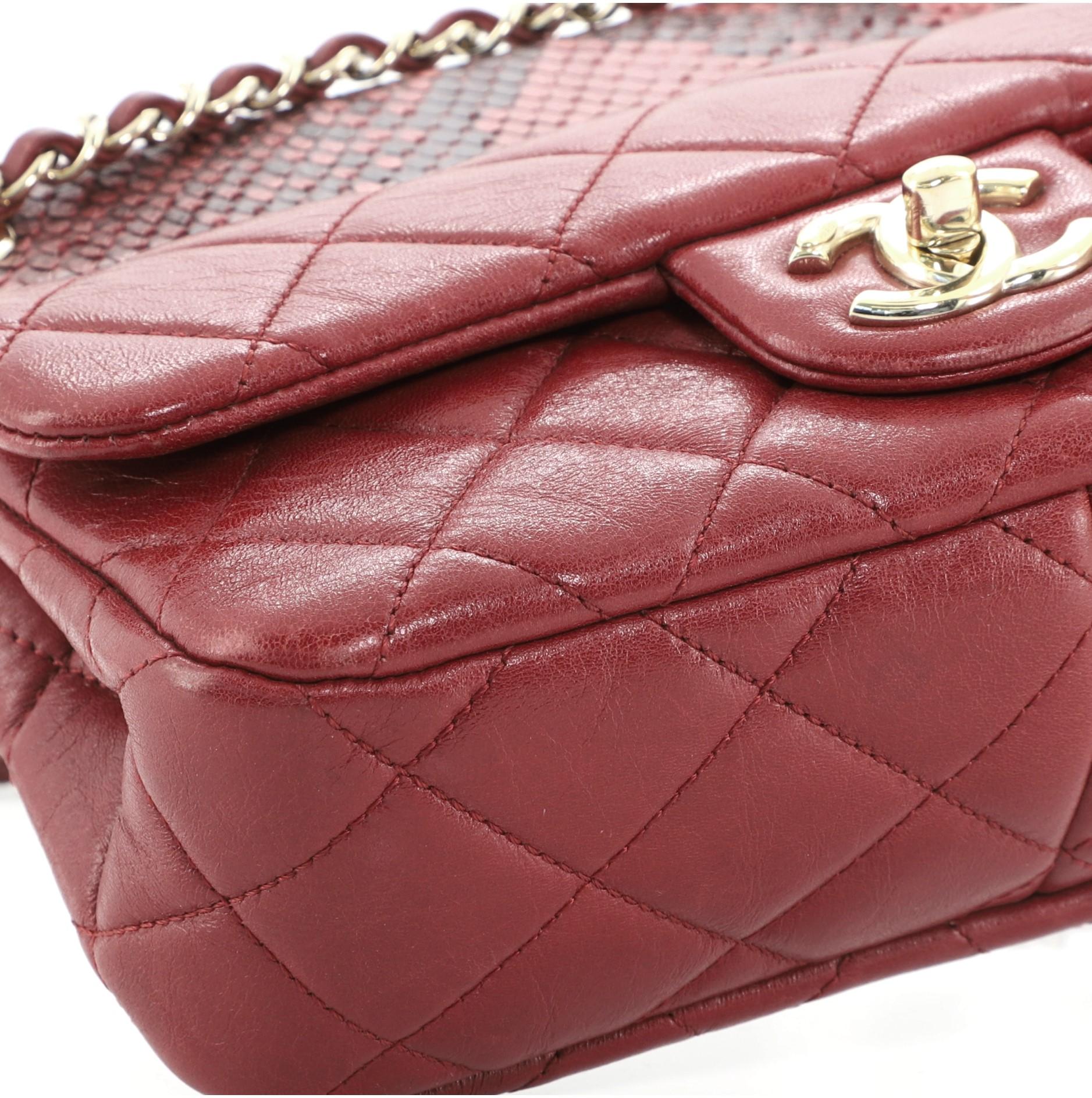 Women's or Men's Chanel CC Frame Flap Bag Quilted Calfskin with Python Small