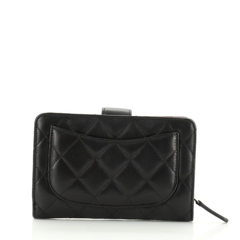 Black Chanel CC French Wallet Quilted Lambskin