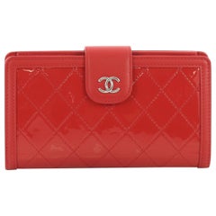 Chanel CC French Wallet Quilted Patent with Lambskin Long