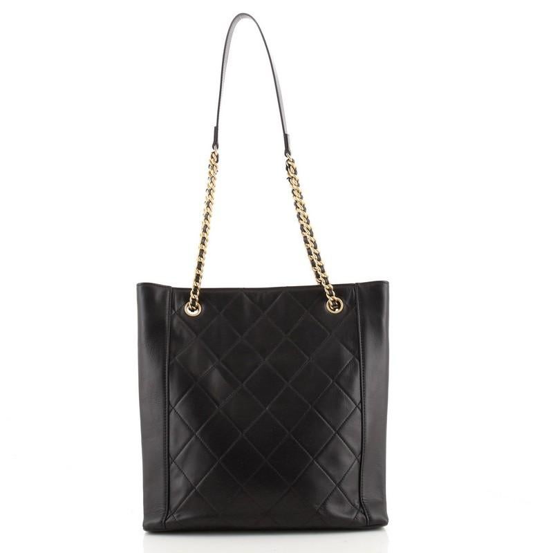 Chanel CC Front Pocket Shopping Tote Quilted Calfskin Small In Good Condition In NY, NY